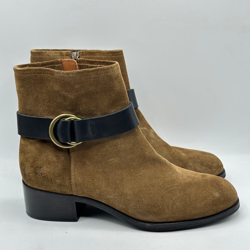 FRYE Suede Kristen Harness Boot Short Tan Brown Size 10 - Picture 2 of 7